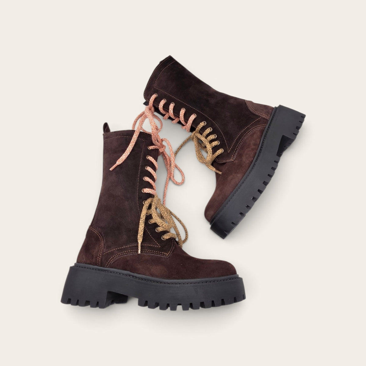 STIVALETTO PARTENOPE IN VERA PELLE CAMOSCIO MARRONE SCURO