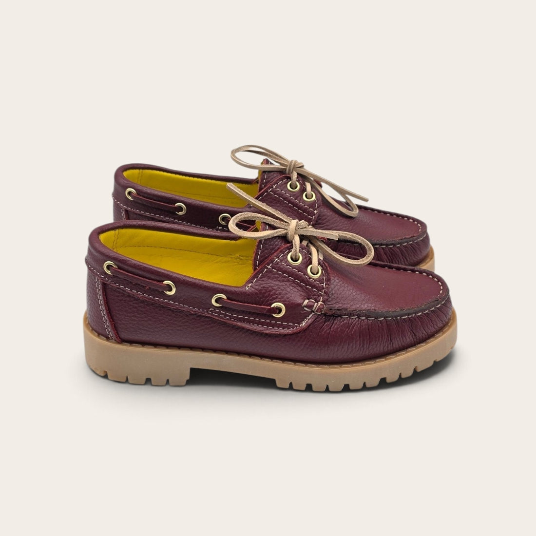 BARCA DA DONNA FONDO ROCCIA IN VERA PELLE BOTTOLATA BORDEAUX