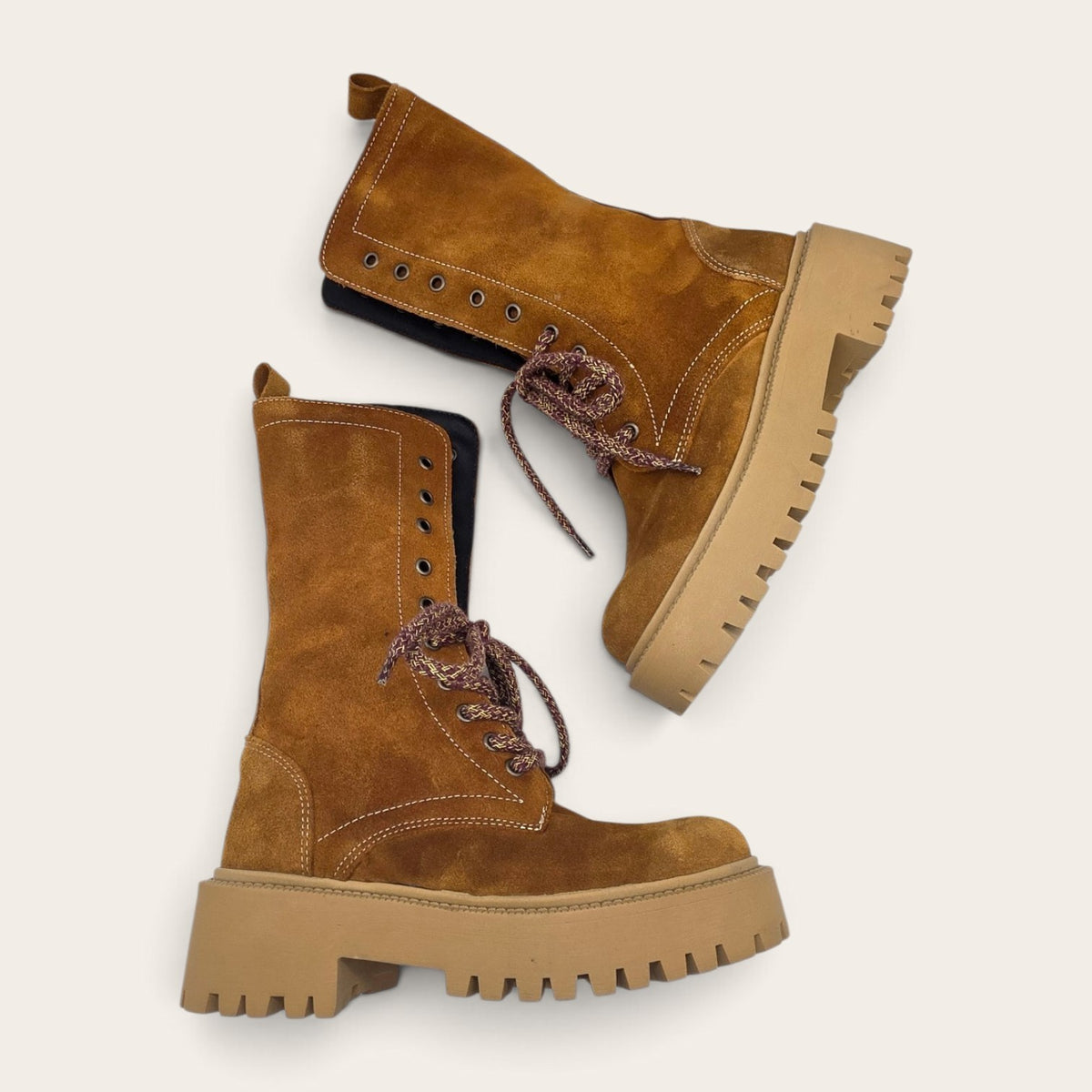 STIVALETTO PARTENOPE IN VERA PELLE CAMOSCIO CUOIO