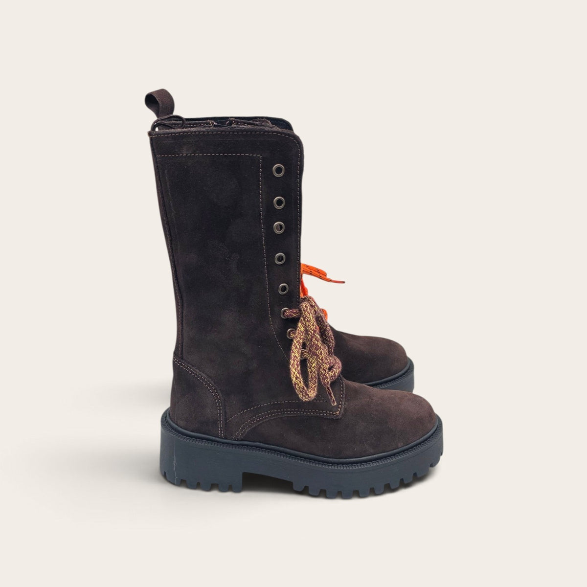 STIVALETTO PARTENOPE IN VERA PELLE CAMOSCIO MARRONE SCURO