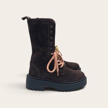 STIVALETTO PARTENOPE IN VERA PELLE CAMOSCIO MARRONE SCURO