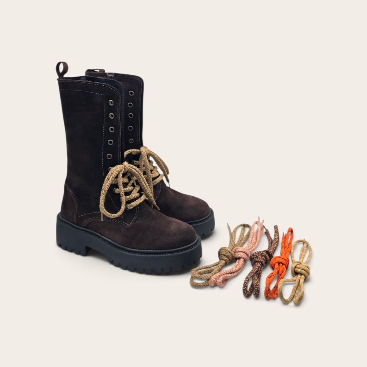 STIVALETTO PARTENOPE IN VERA PELLE CAMOSCIO MARRONE SCURO