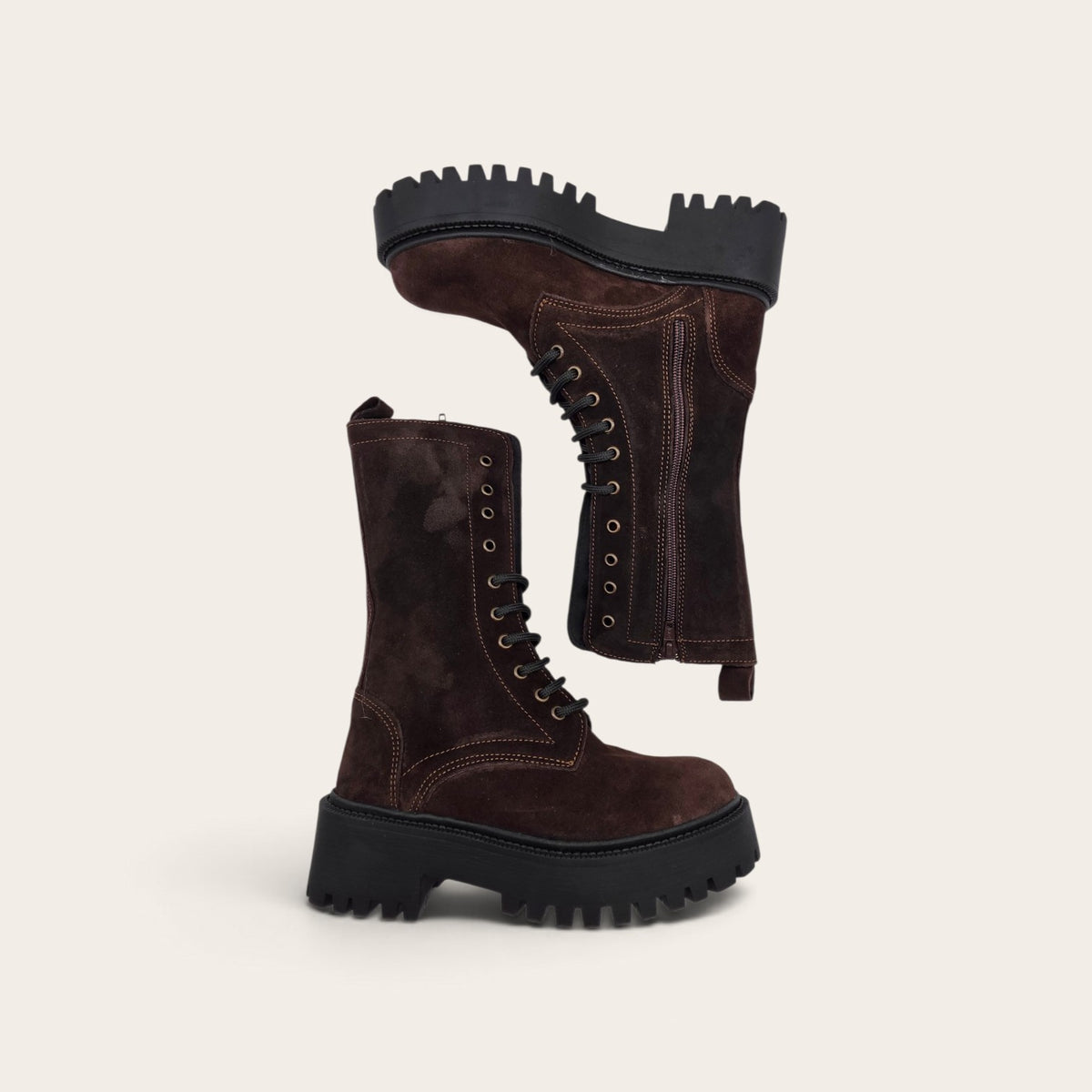 STIVALETTO PARTENOPE IN VERA PELLE CAMOSCIO MARRONE SCURO