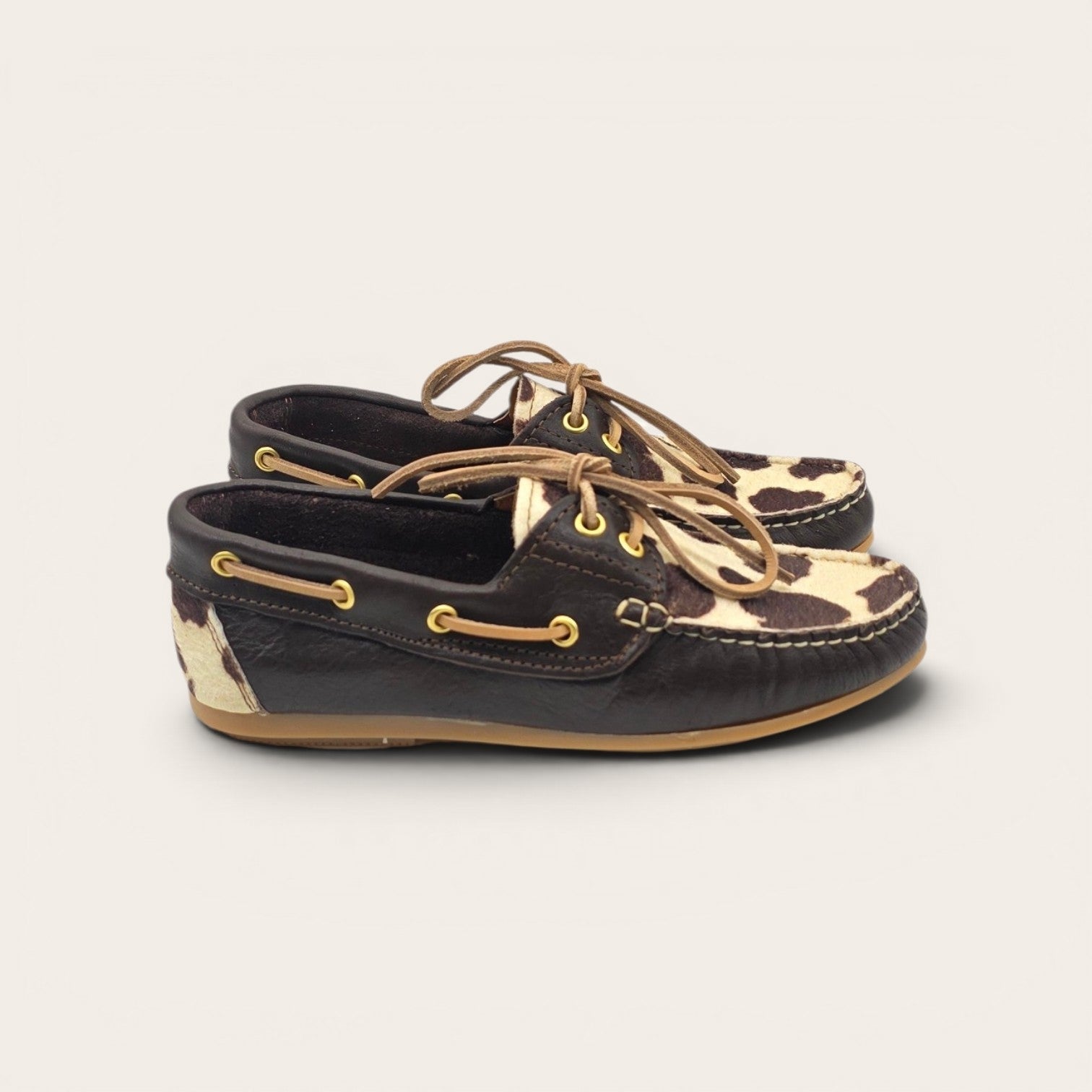 MOCASSINO BARCA DA DONNA IN VERA PELLE  T.MORO + ECO MUCCA