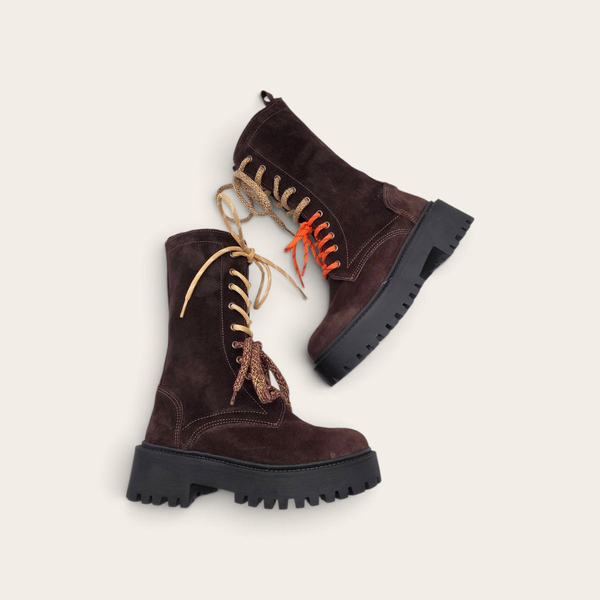 STIVALETTO PARTENOPE IN VERA PELLE CAMOSCIO MARRONE SCURO