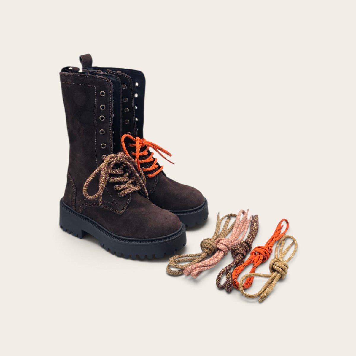 STIVALETTO PARTENOPE IN VERA PELLE CAMOSCIO MARRONE SCURO