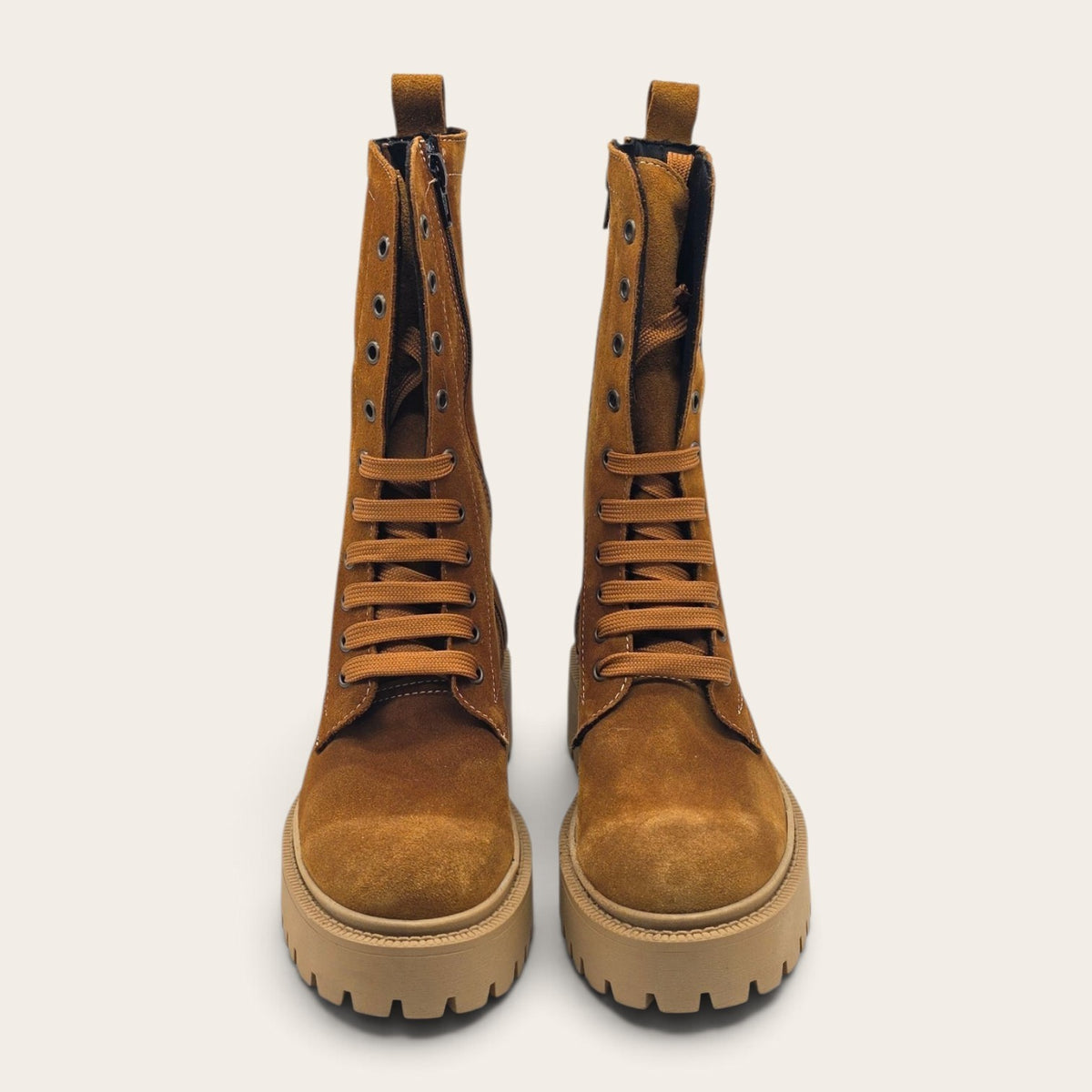 STIVALETTO PARTENOPE IN VERA PELLE CAMOSCIO CUOIO