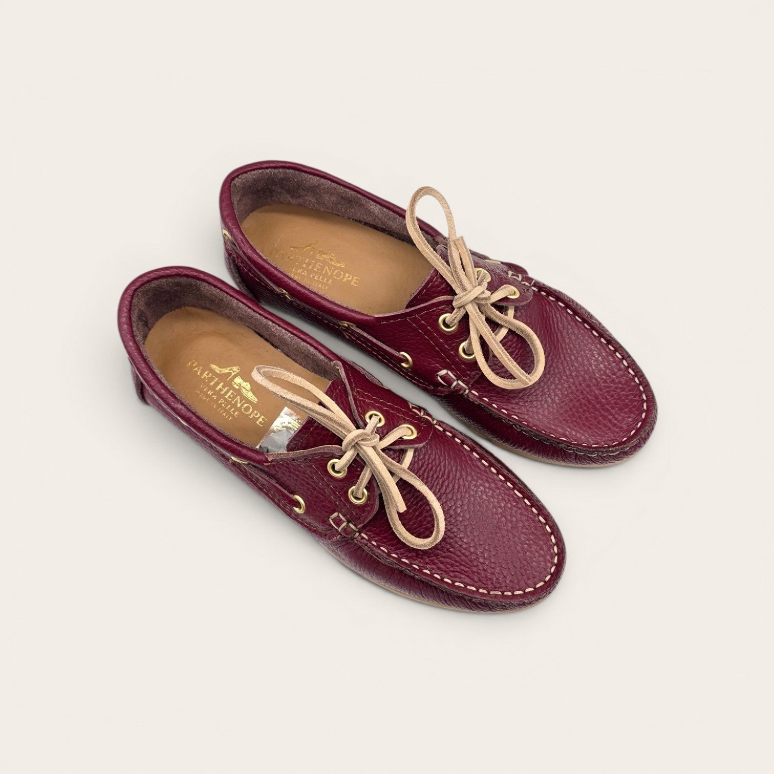MOCASSINO DA DONNA IN VERA PELLE BOTTOLATA BORDEAUX