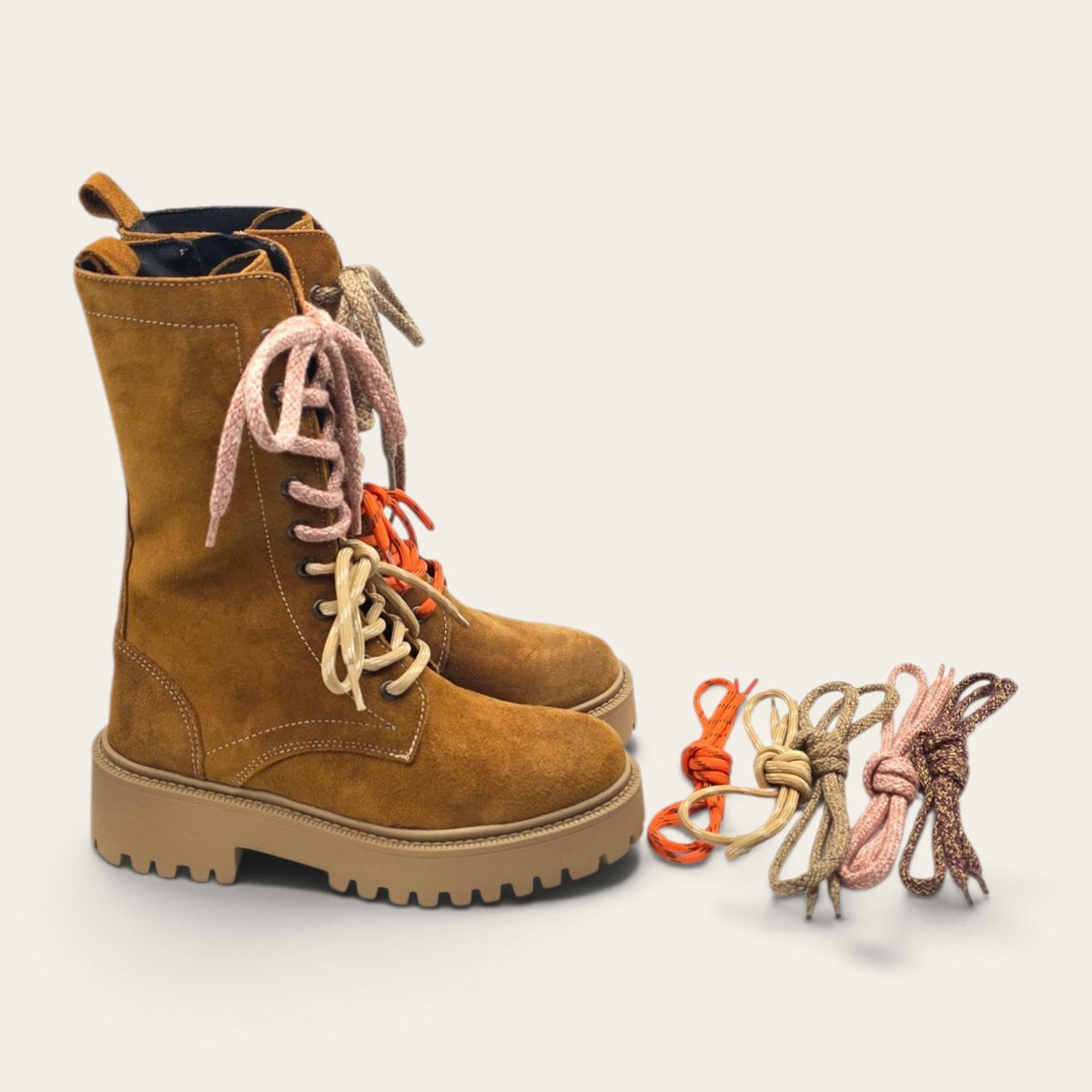 STIVALETTO PARTENOPE IN VERA PELLE CAMOSCIO CUOIO