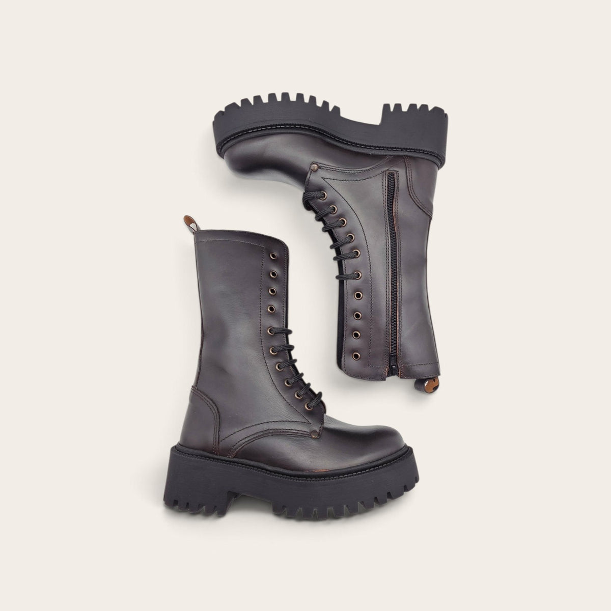 STIVALETTO PARTENOPE IN VERA PELLE MARRONE SCURO