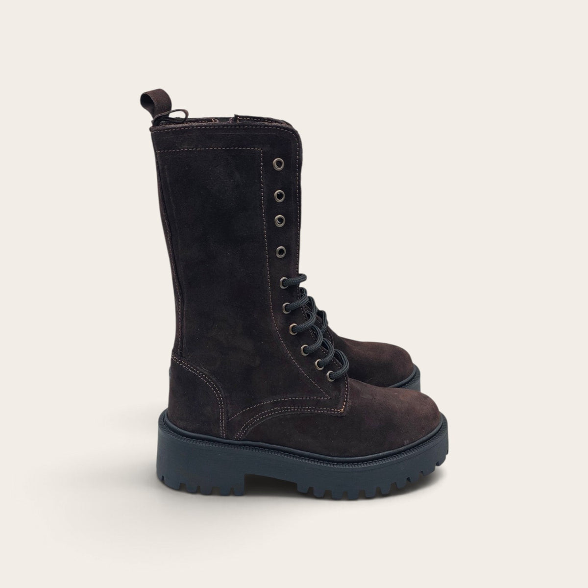 STIVALETTO PARTENOPE IN VERA PELLE CAMOSCIO MARRONE SCURO