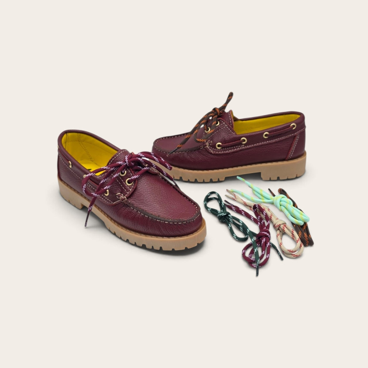BARCA DA DONNA FONDO ROCCIA IN VERA PELLE BOTTOLATA BORDEAUX