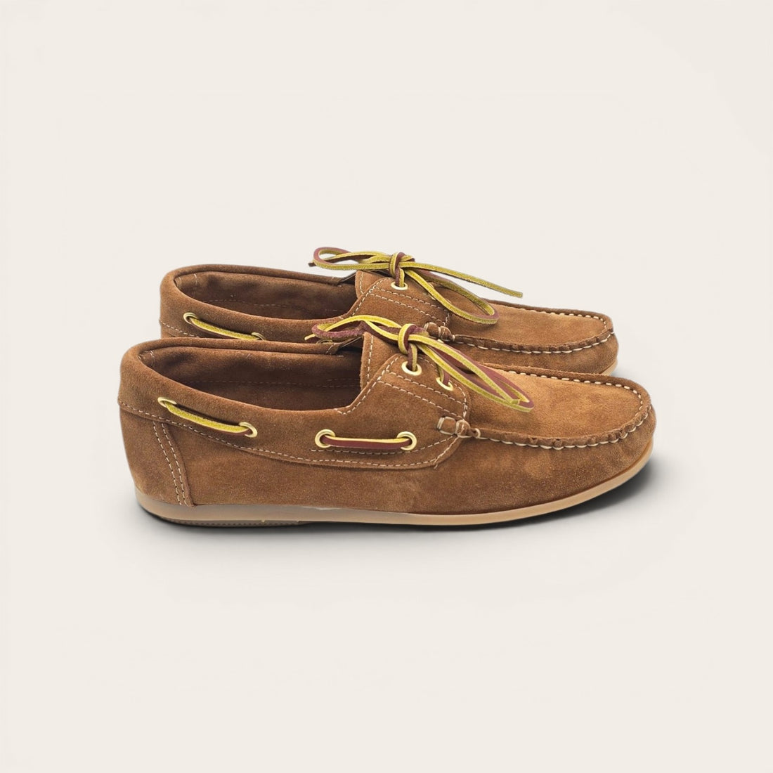 MOCASSINO BARCA DA DONNA IN VERA PELLE CAMOSCIO CUOIO