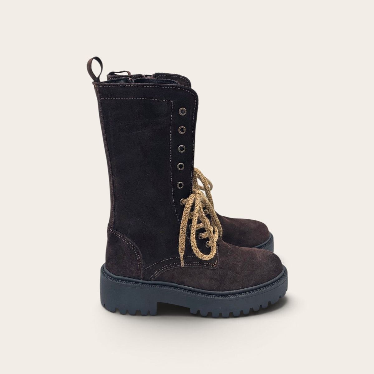 STIVALETTO PARTENOPE IN VERA PELLE CAMOSCIO MARRONE SCURO