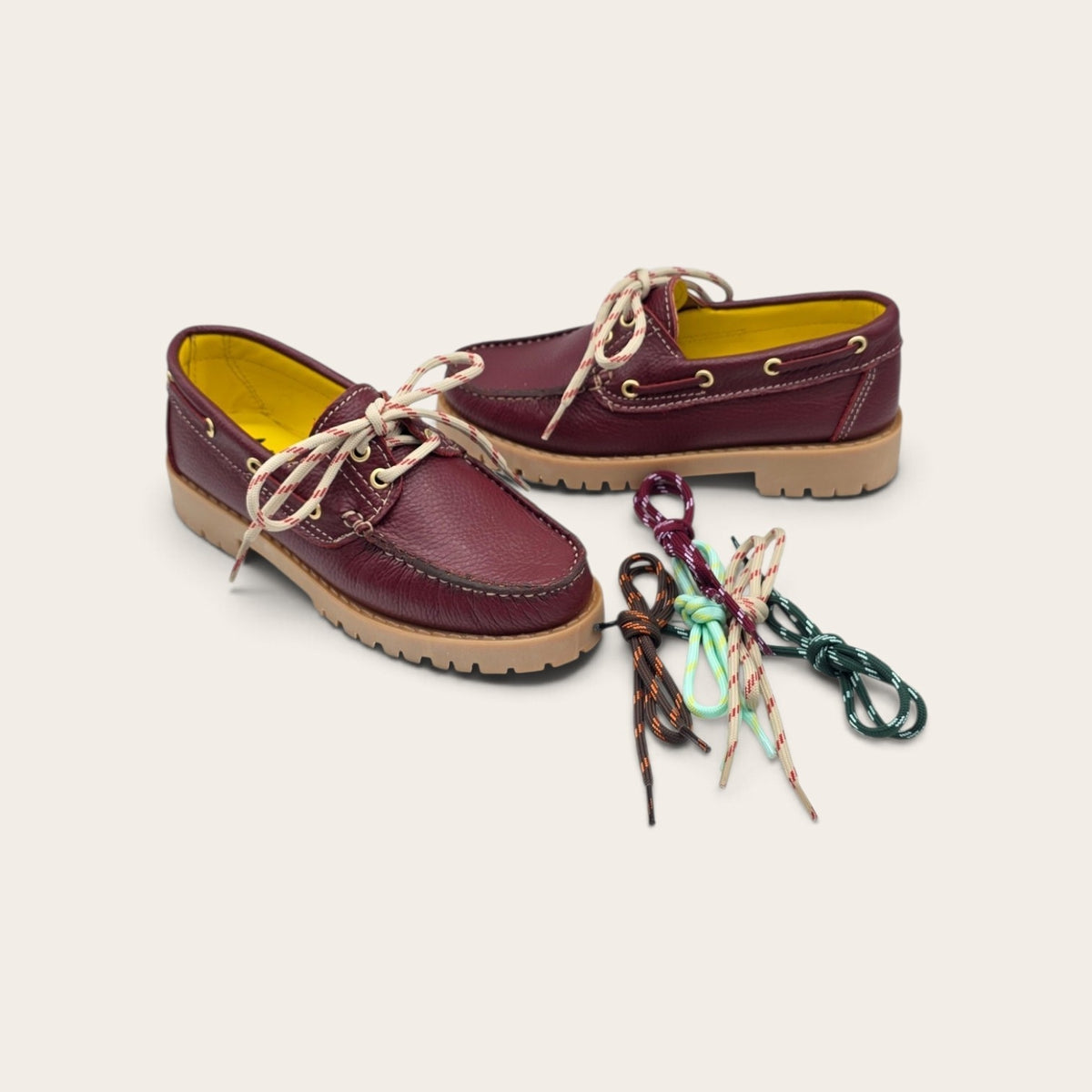 BARCA DA DONNA FONDO ROCCIA IN VERA PELLE BOTTOLATA BORDEAUX