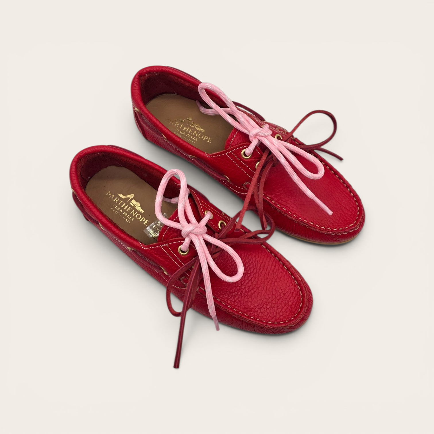 MOCASSINO DA DONNA IN VERA PELLE BOTTOLATA ROSSO