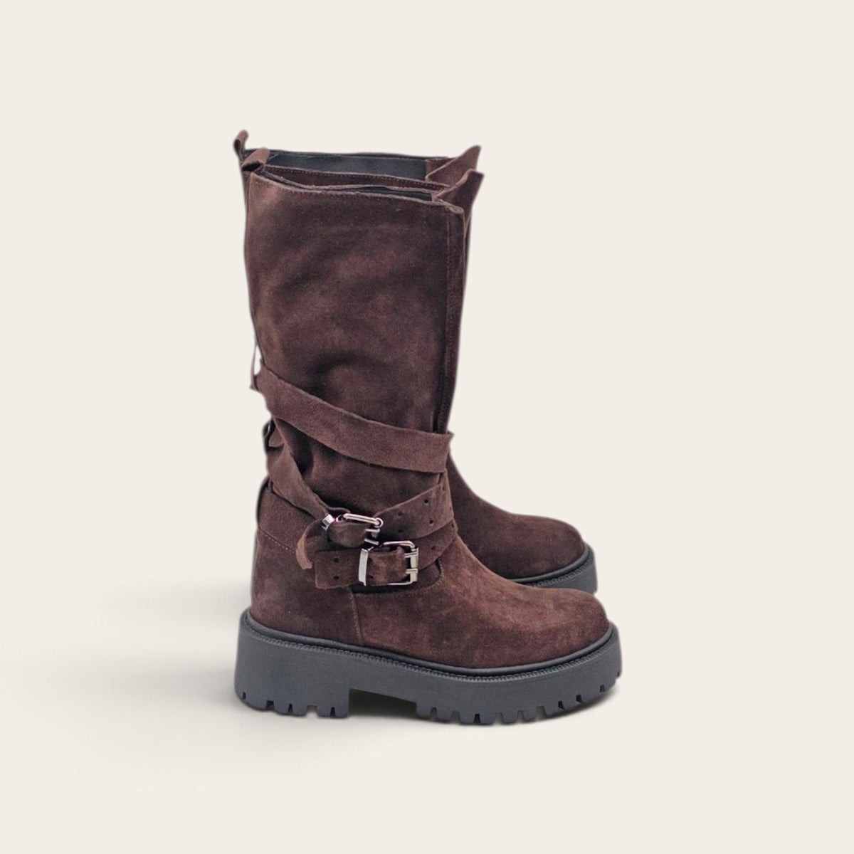 STIVALE ICON IN VERA PELLE CAMOSCIO MARRONE SCURO