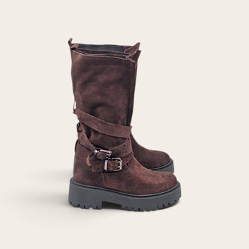 STIVALE ICON IN VERA PELLE CAMOSCIO MARRONE SCURO