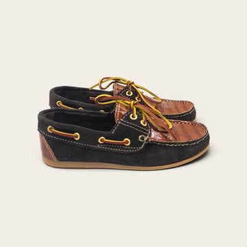 MOCASSINO BARCA DA DONNA IN VERA PELLE BOTTOLATA T.MORO E ECO COCCO