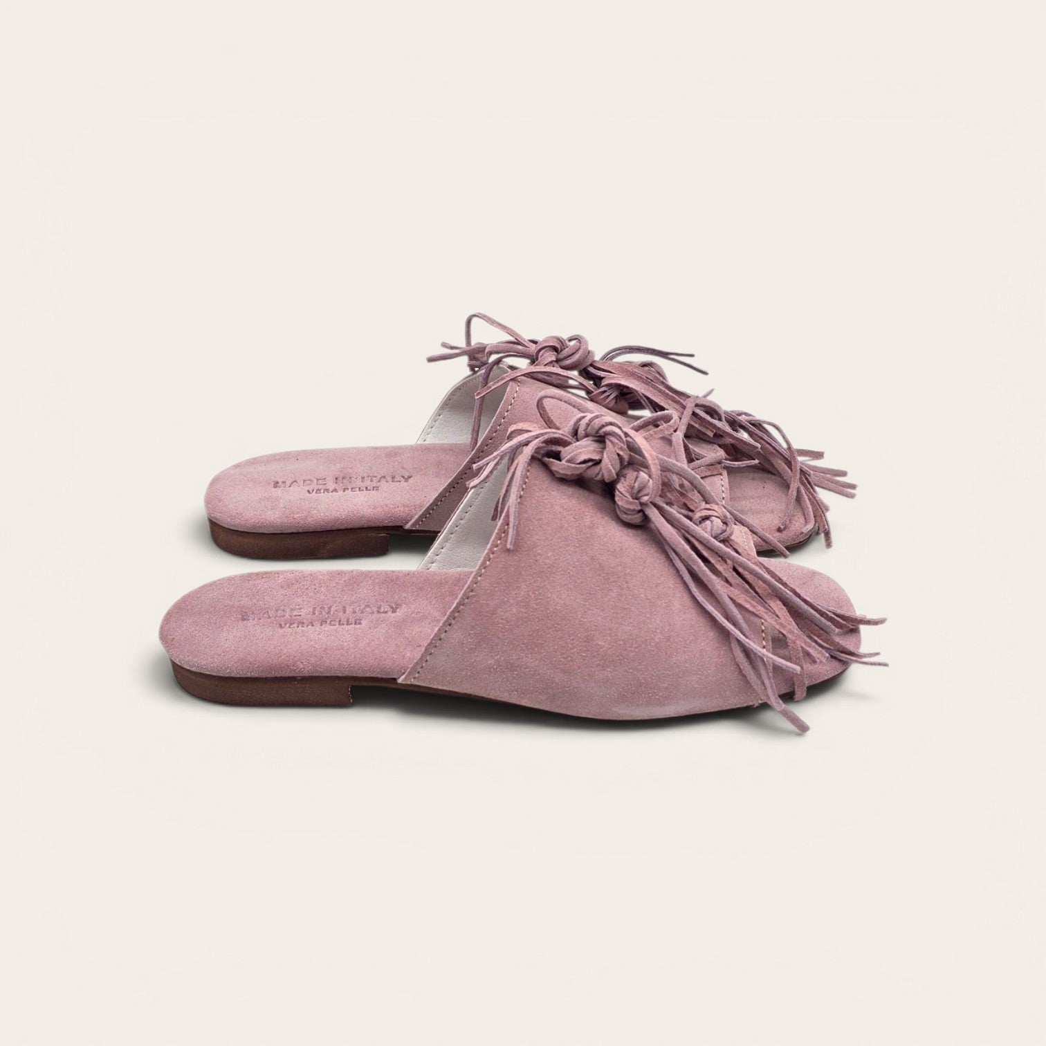 SANDALO CHIC IN VERA PELLE CAMOSCIO ROSA