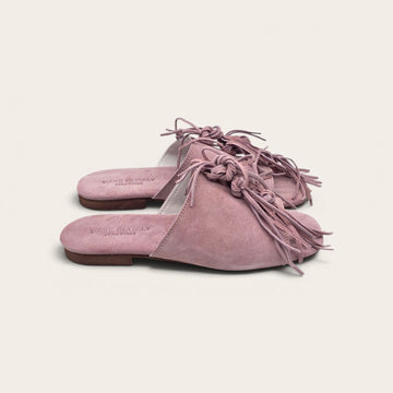 SANDALO CHIC IN VERA PELLE CAMOSCIO ROSA