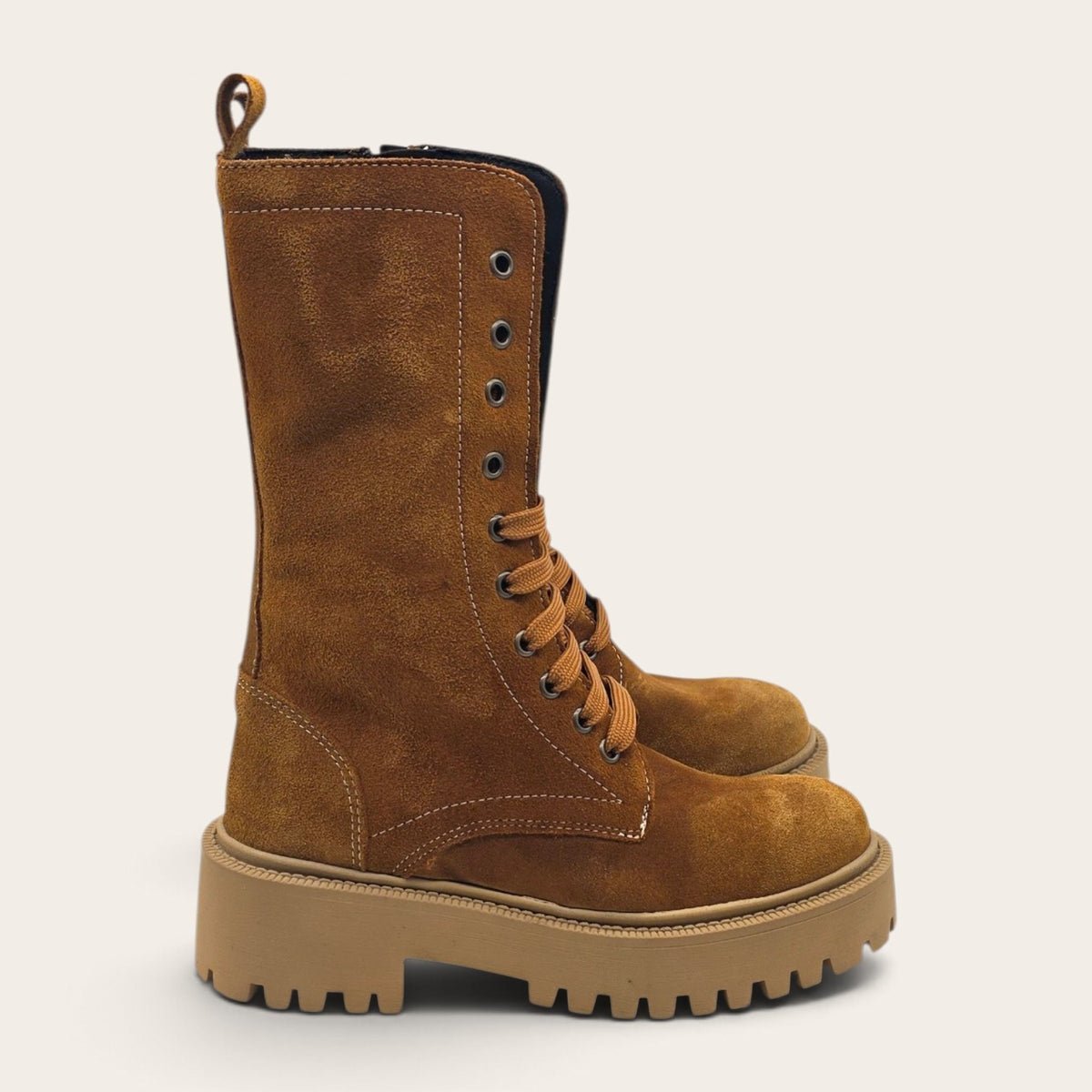 STIVALETTO PARTENOPE IN VERA PELLE CAMOSCIO CUOIO