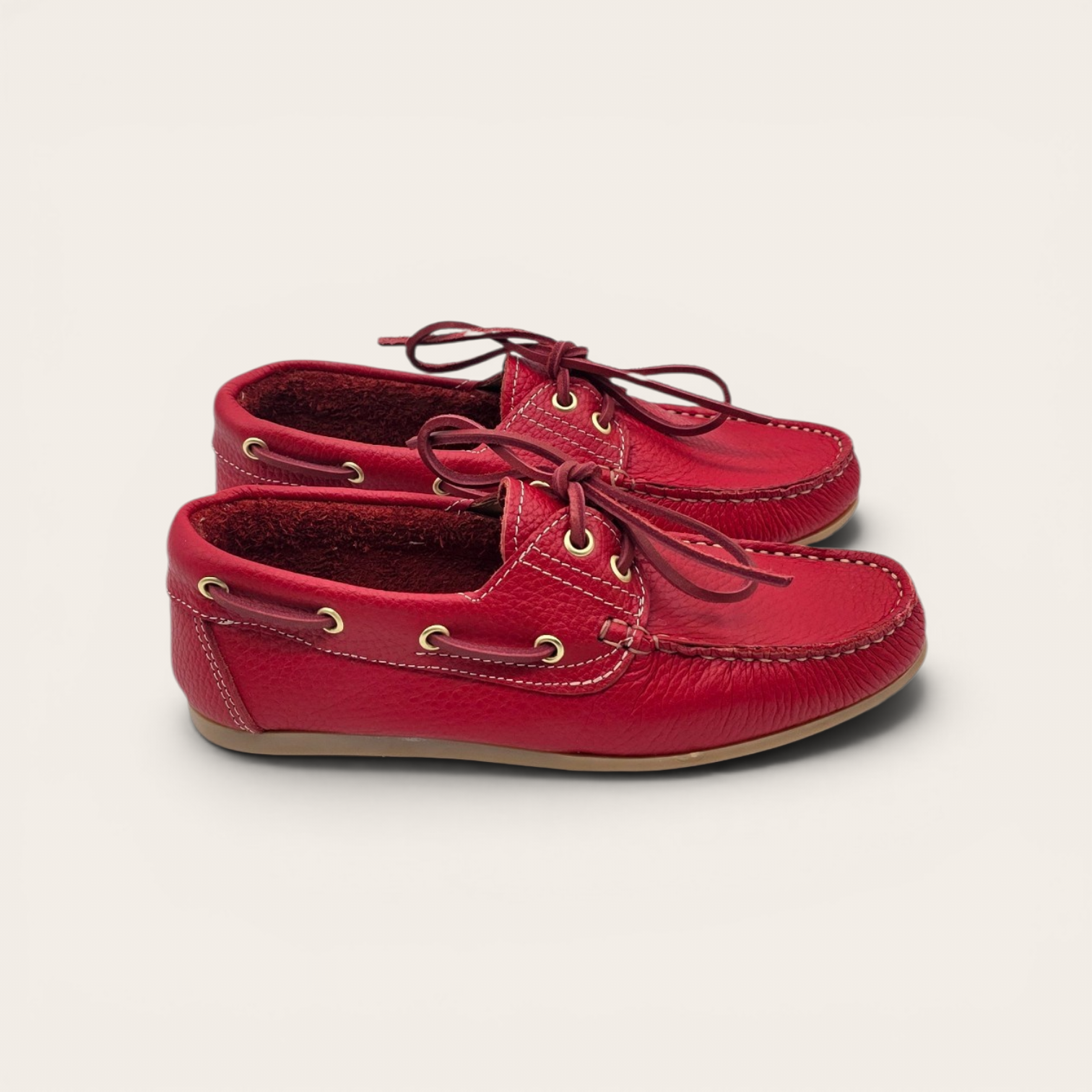MOCASSINO DA DONNA IN VERA PELLE BOTTOLATA ROSSO