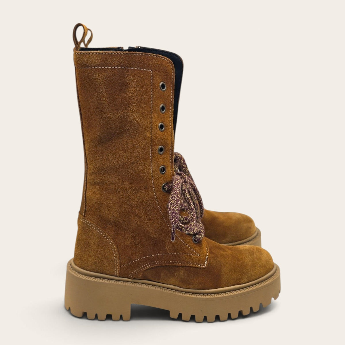 STIVALETTO PARTENOPE IN VERA PELLE CAMOSCIO CUOIO