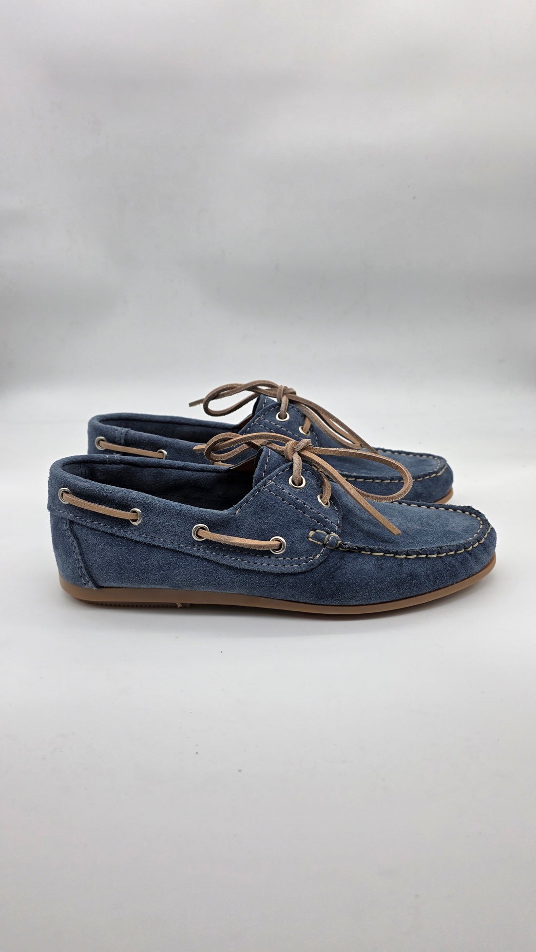 MOCASSINO BARCA DA DONNA IN VERA PELLE CAMOSCIO JEANS