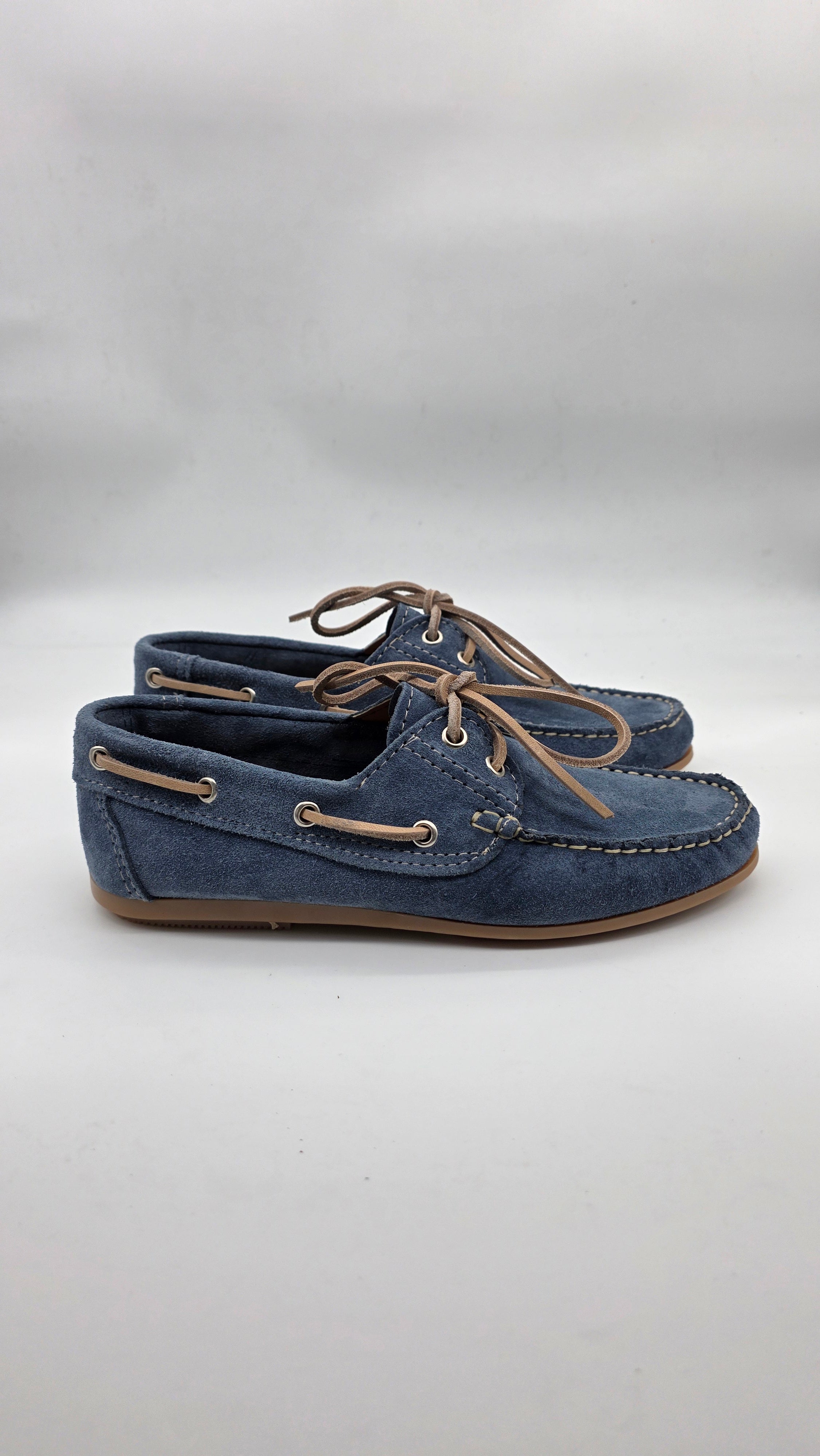 MOCASSINO BARCA DA DONNA IN VERA PELLE CAMOSCIO JEANS