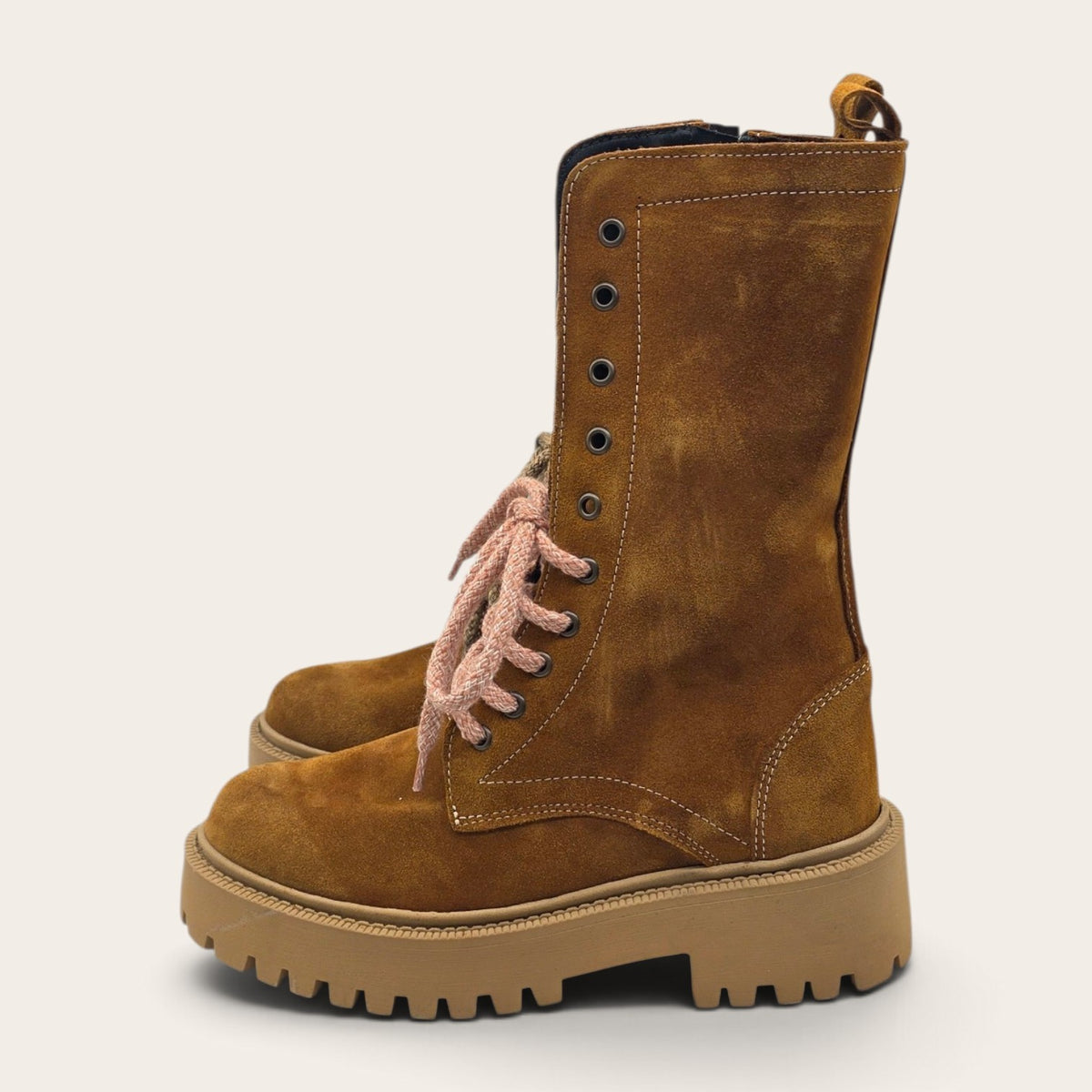 STIVALETTO PARTENOPE IN VERA PELLE CAMOSCIO CUOIO