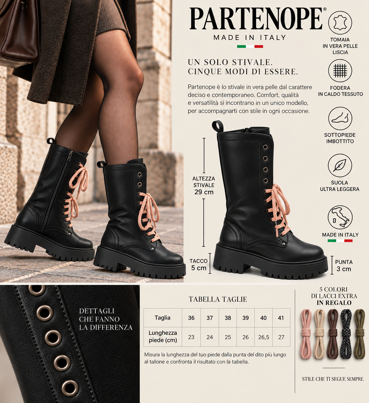 STIVALETTO PARTENOPE IN VERA PELLE NERO