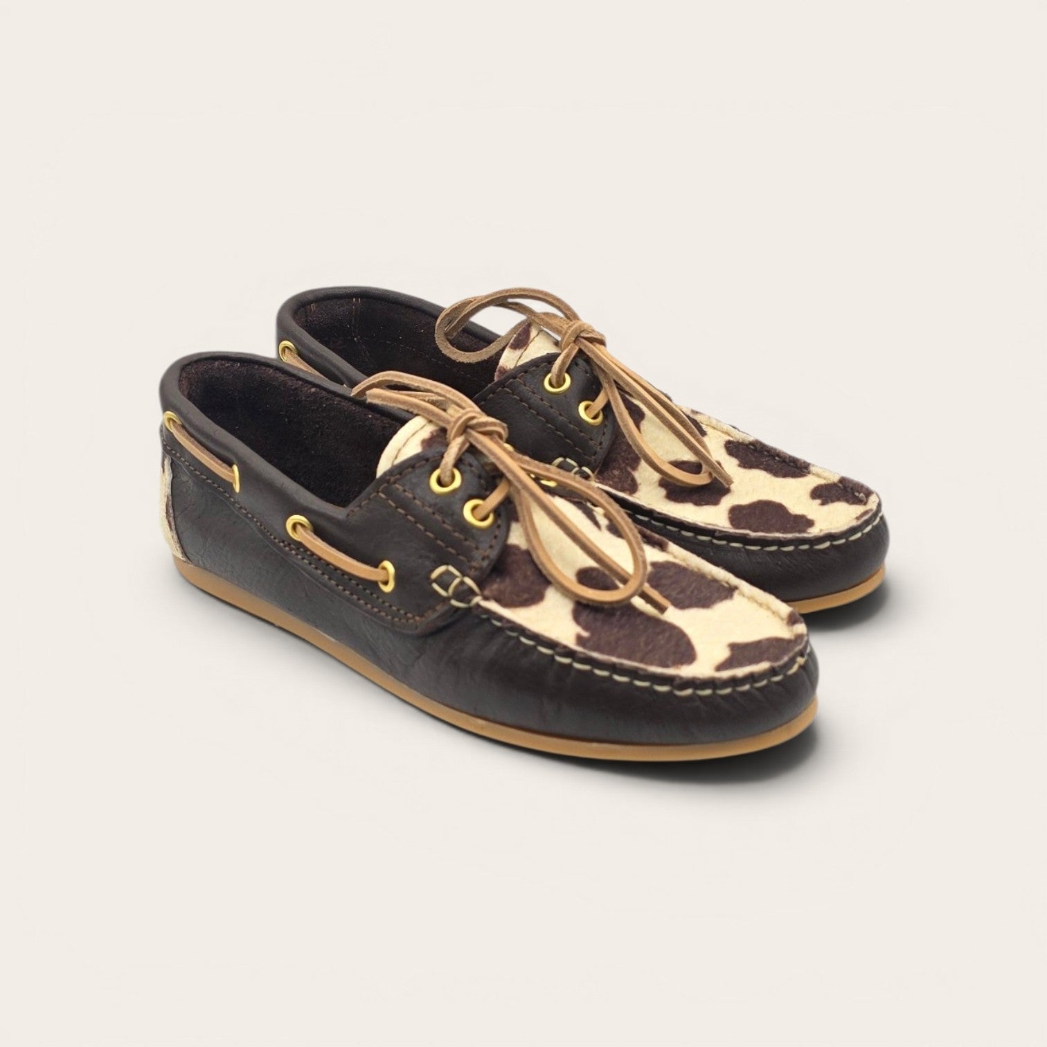 MOCASSINO BARCA DA DONNA IN VERA PELLE  T.MORO + ECO MUCCA