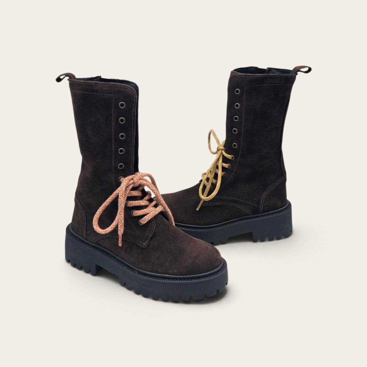 STIVALETTO PARTENOPE IN VERA PELLE CAMOSCIO MARRONE SCURO