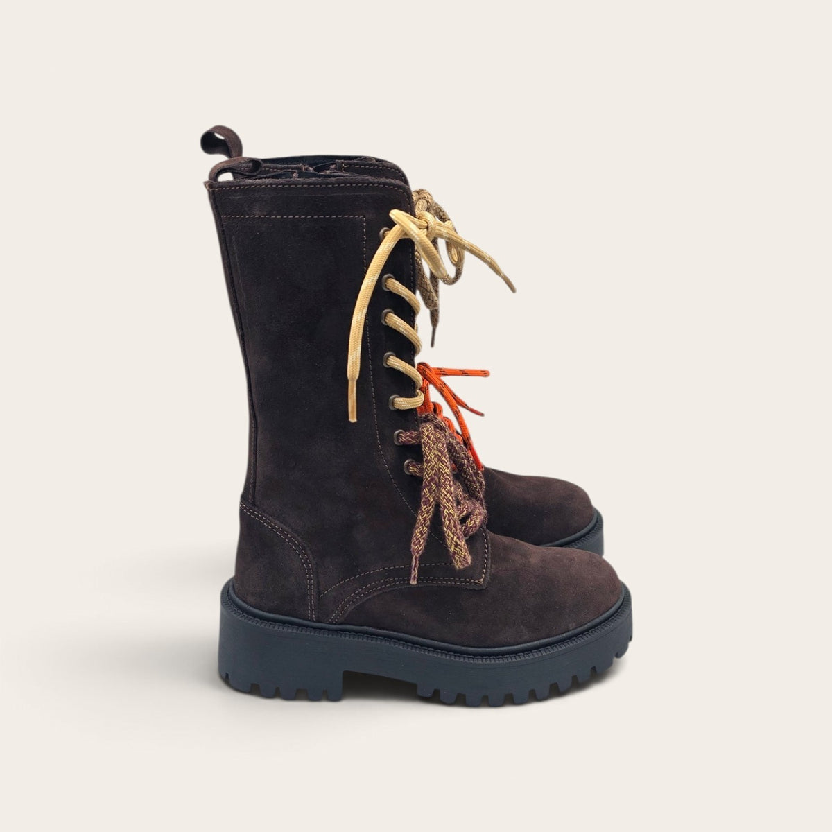 STIVALETTO PARTENOPE IN VERA PELLE CAMOSCIO MARRONE SCURO