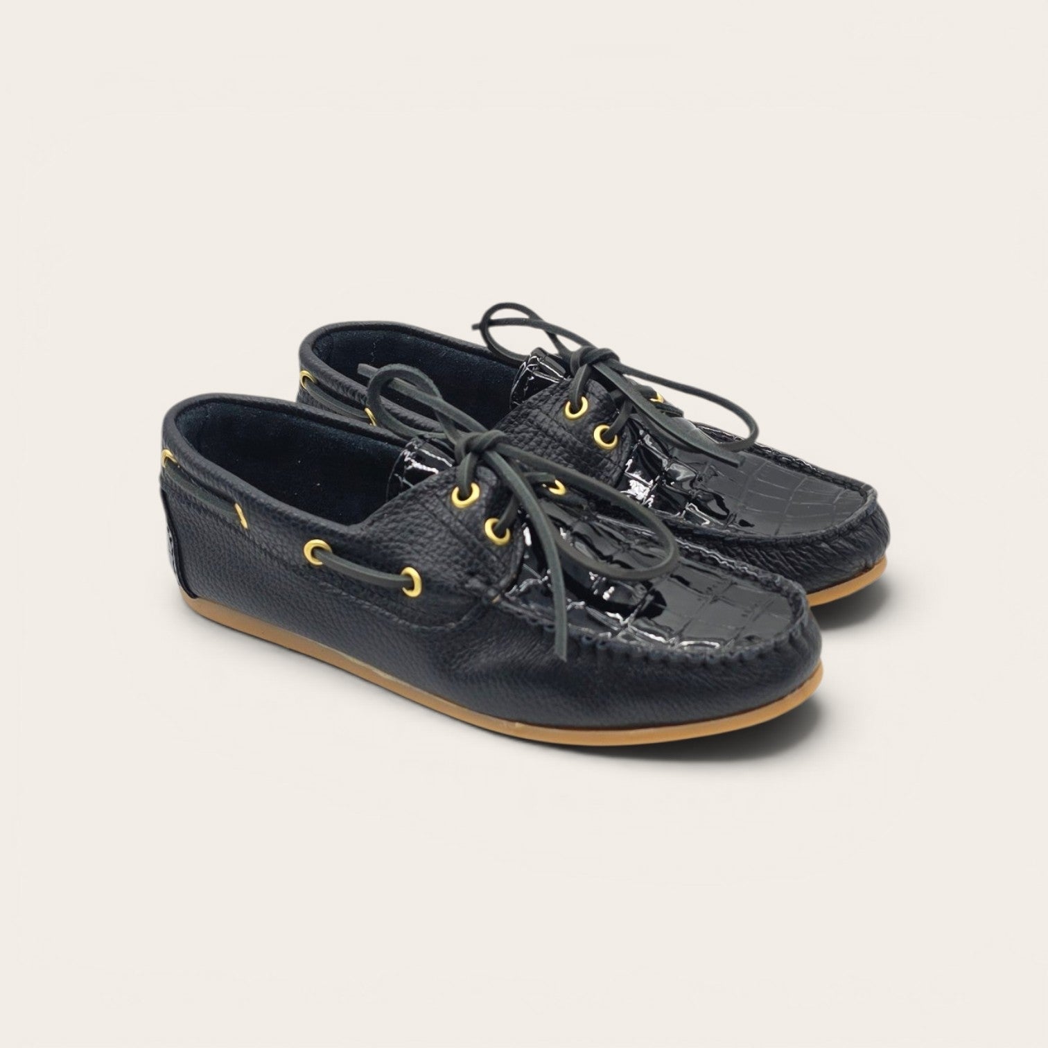 MOCASSINO DA DONNA IN VERA PELLE BOTTOLATA TOTAL BLACK