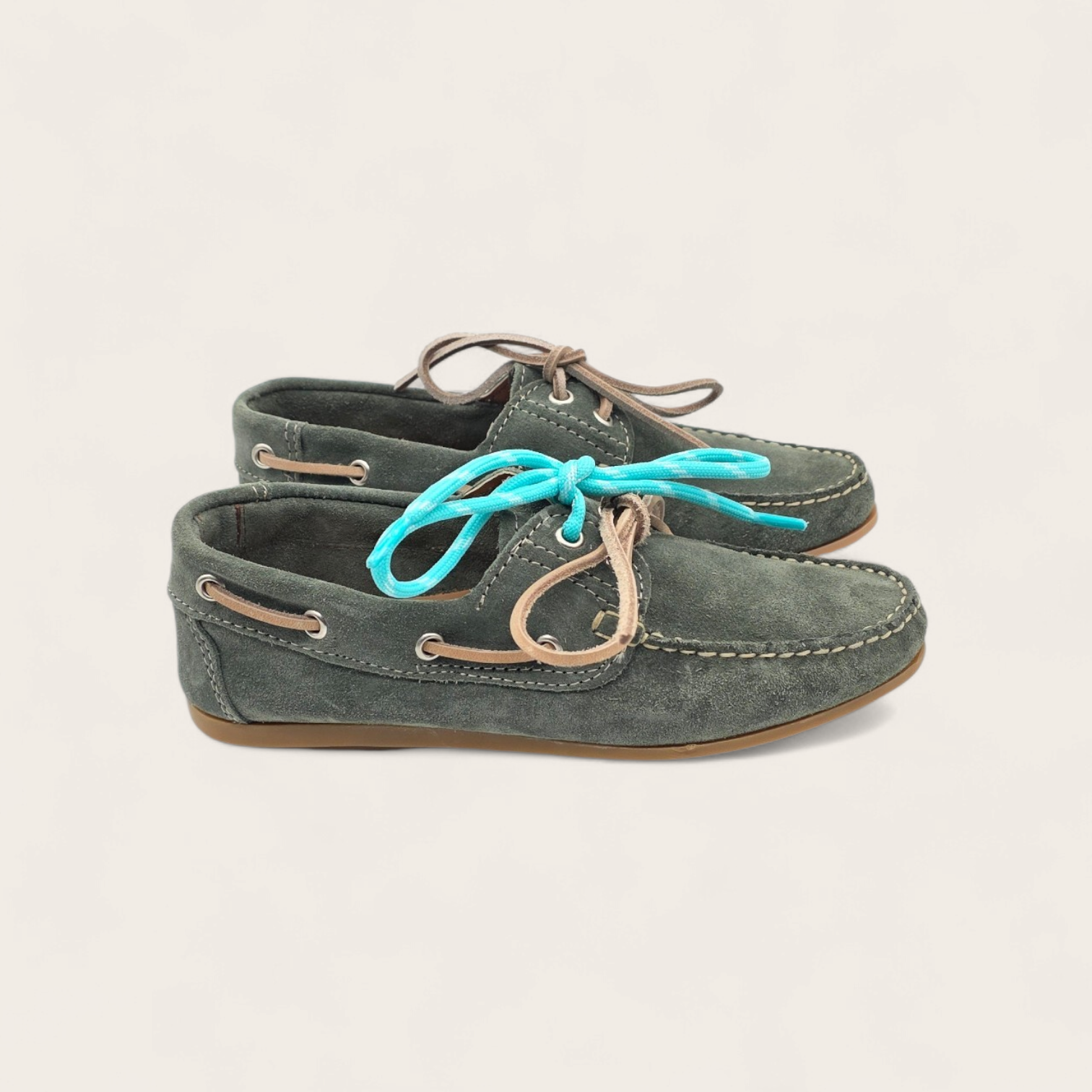 MOCASSINO BARCA DA DONNA IN VERA PELLE CAMOSCIO VERDE