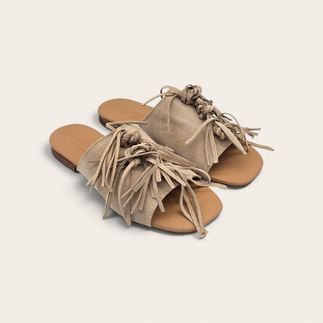 SANDALO CHIC IN VERA PELLE CAMOSCIO TORTORA