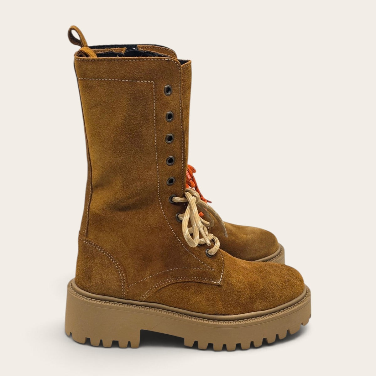 STIVALETTO PARTENOPE IN VERA PELLE CAMOSCIO CUOIO
