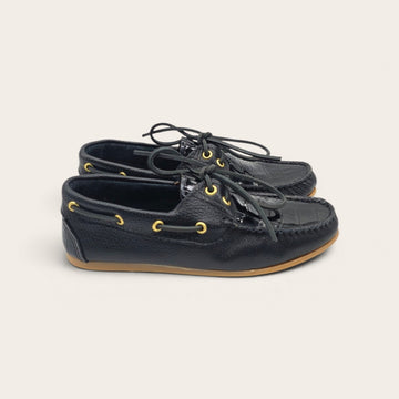 MOCASSINO DA DONNA IN VERA PELLE BOTTOLATA TOTAL BLACK