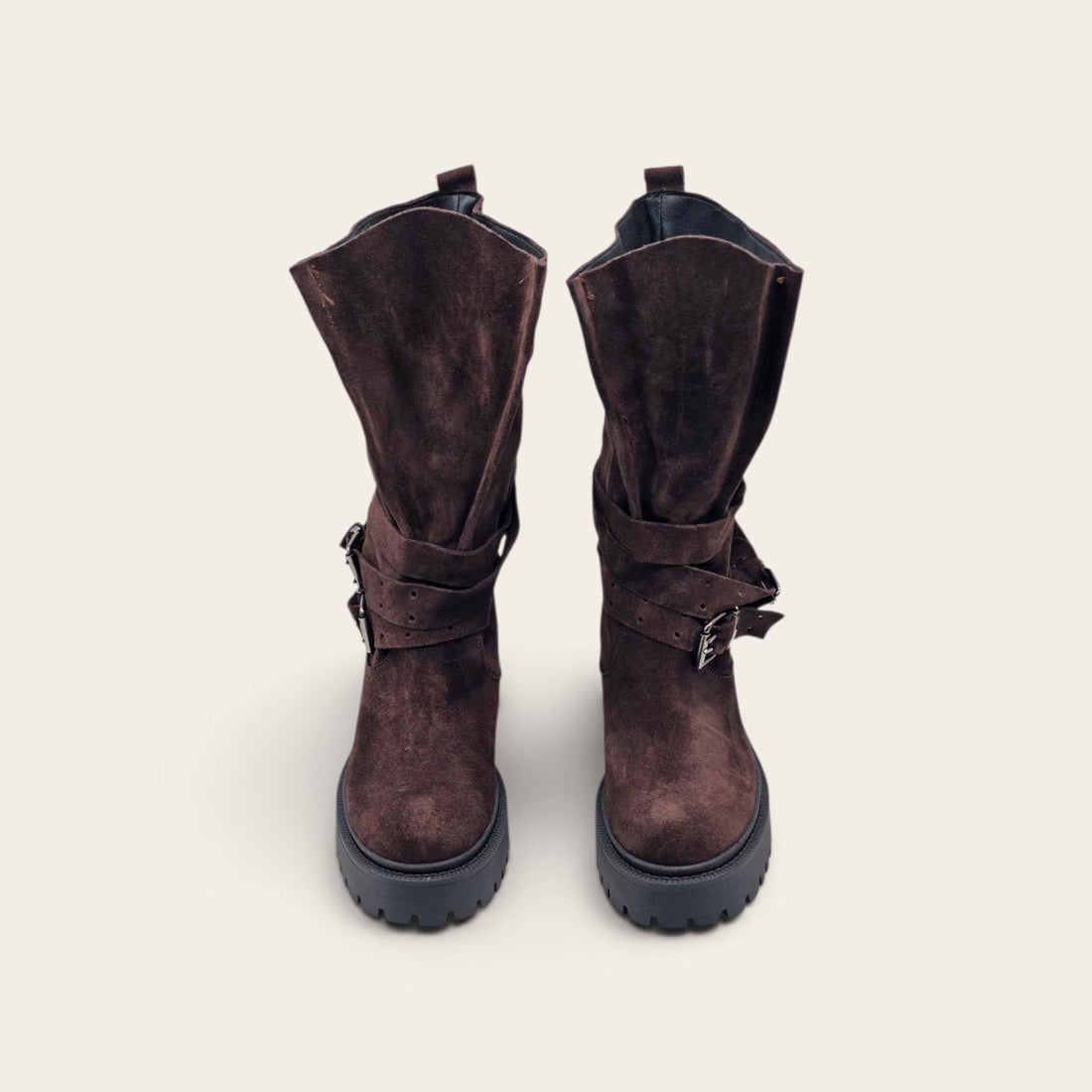 STIVALE ICON IN VERA PELLE CAMOSCIO MARRONE SCURO