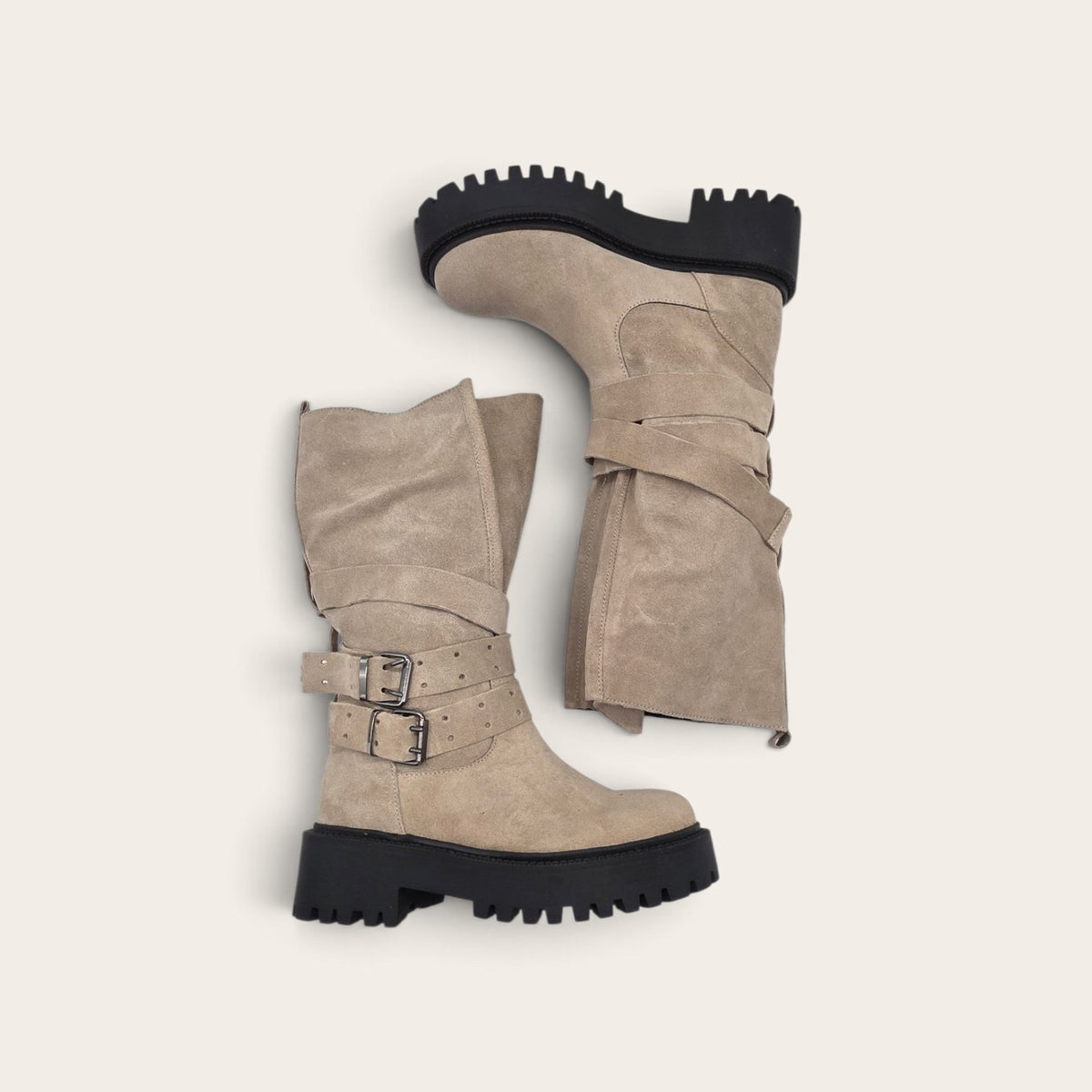 STIVALE ICON IN VERA PELLE CAMOSCIO TORTORA