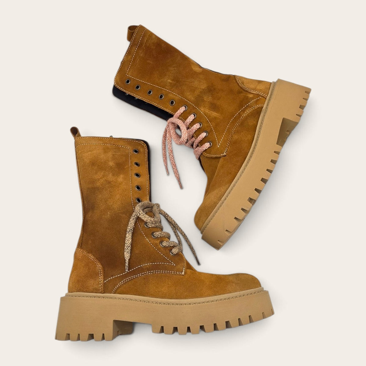 STIVALETTO PARTENOPE IN VERA PELLE CAMOSCIO CUOIO