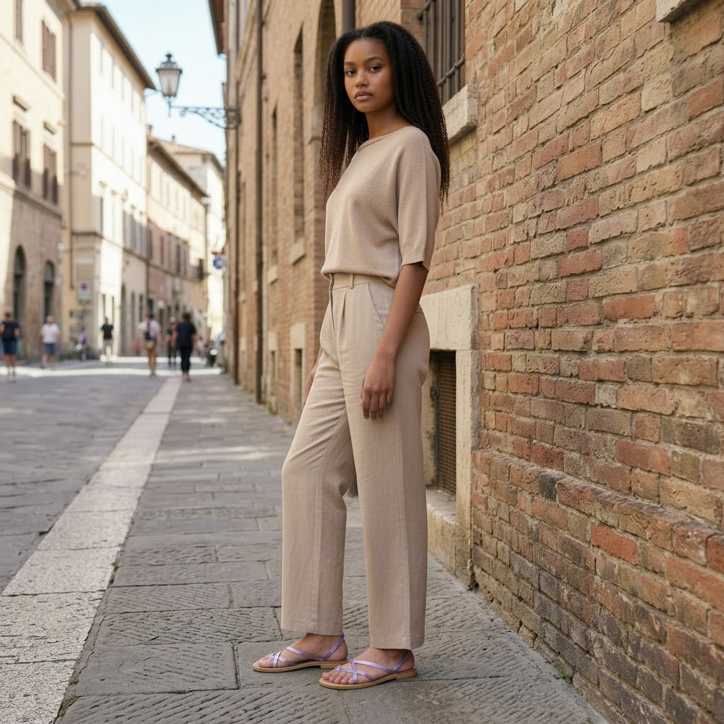SANDALO CAPRI IN VERA PELLE LAMINATA GLICINE