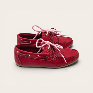 MOCASSINO DA DONNA IN VERA PELLE BOTTOLATA ROSSO