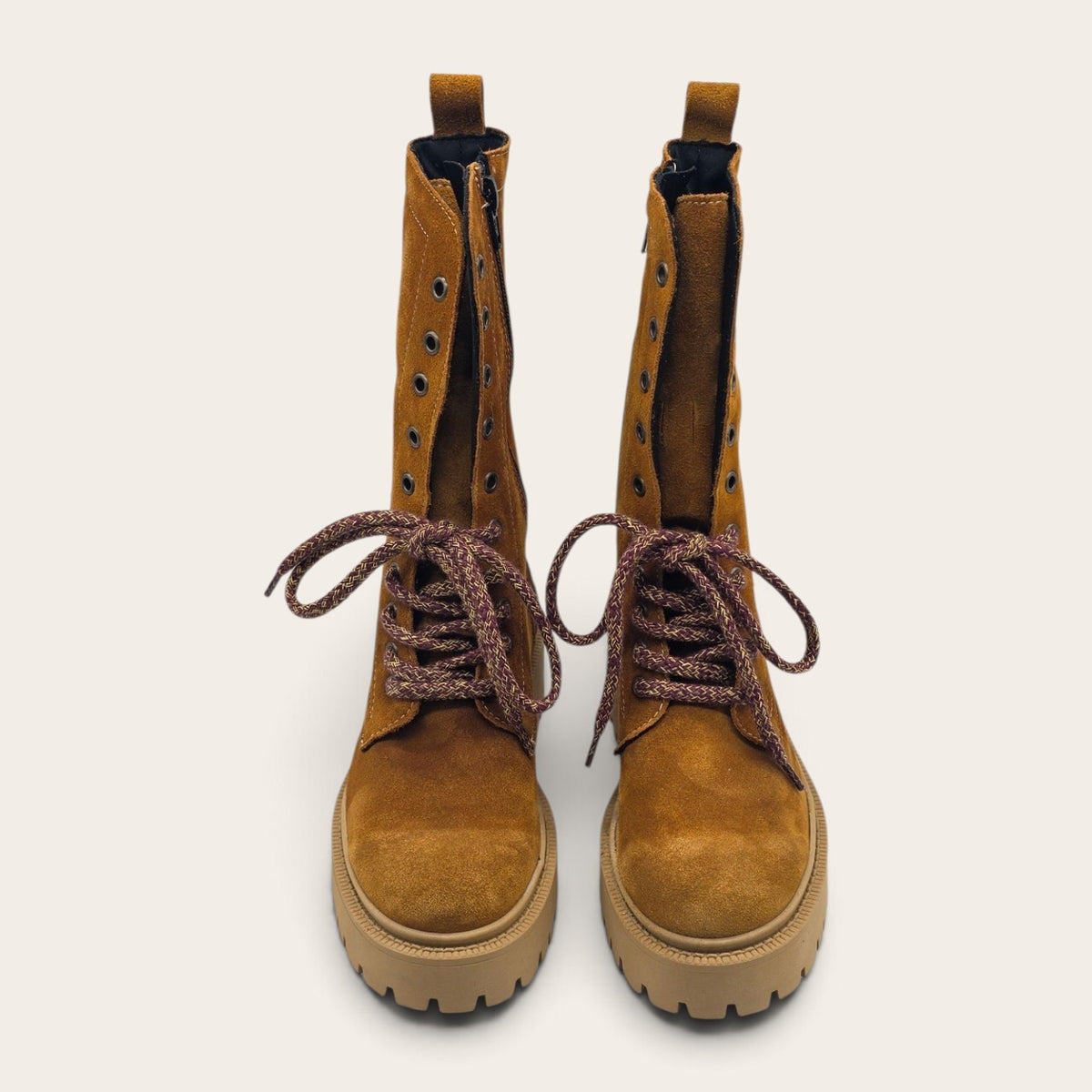 STIVALETTO PARTENOPE IN VERA PELLE CAMOSCIO CUOIO