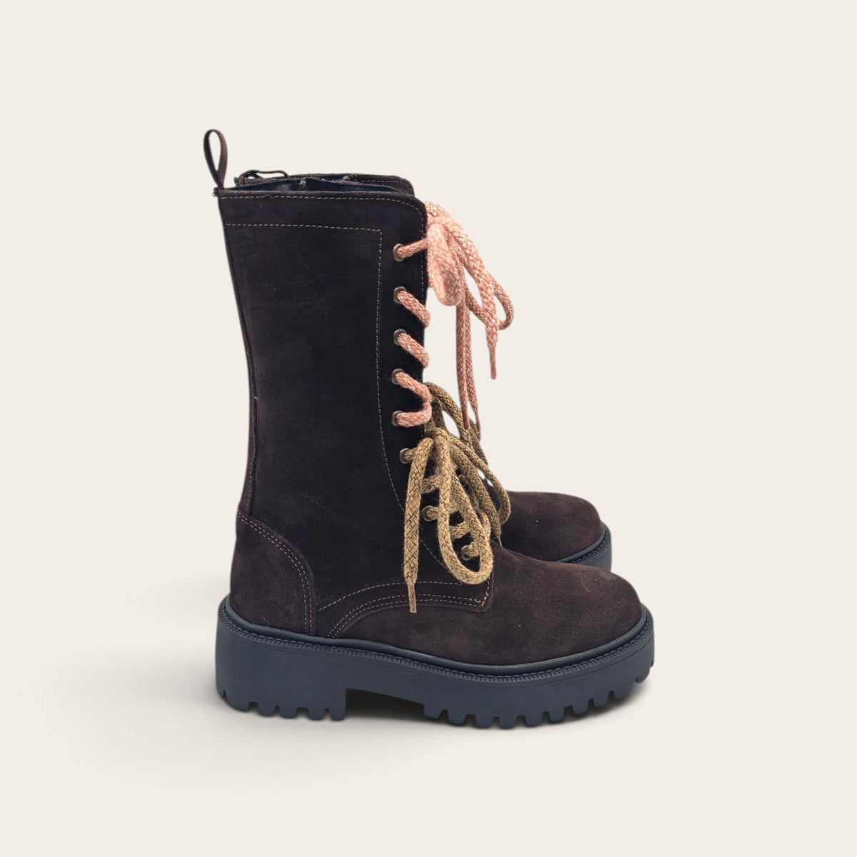 STIVALETTO PARTENOPE IN VERA PELLE CAMOSCIO MARRONE SCURO