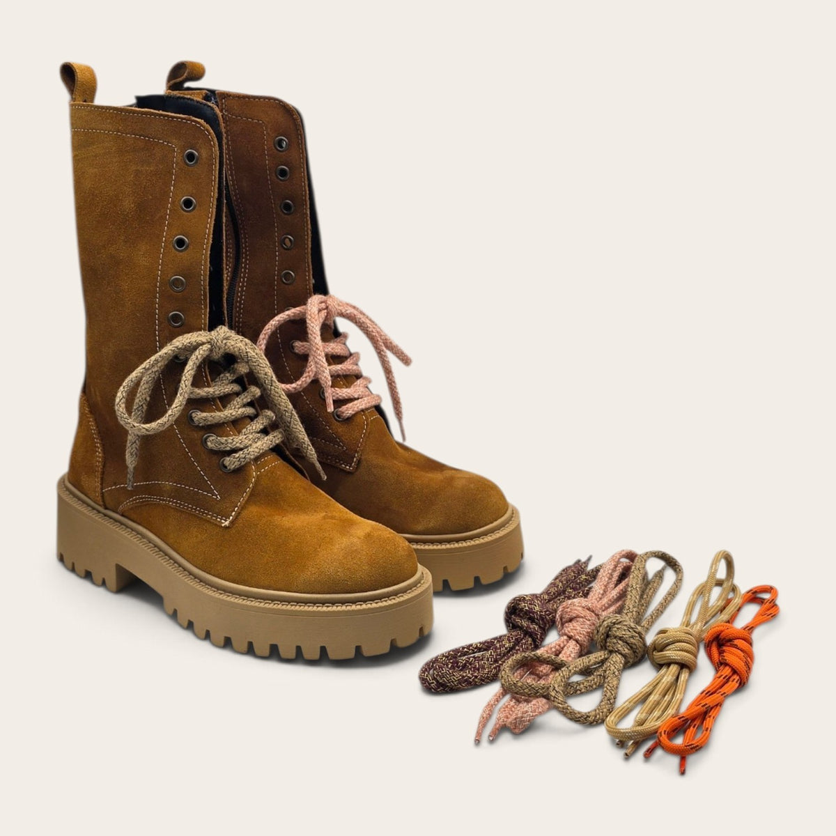 STIVALETTO PARTENOPE IN VERA PELLE CAMOSCIO CUOIO