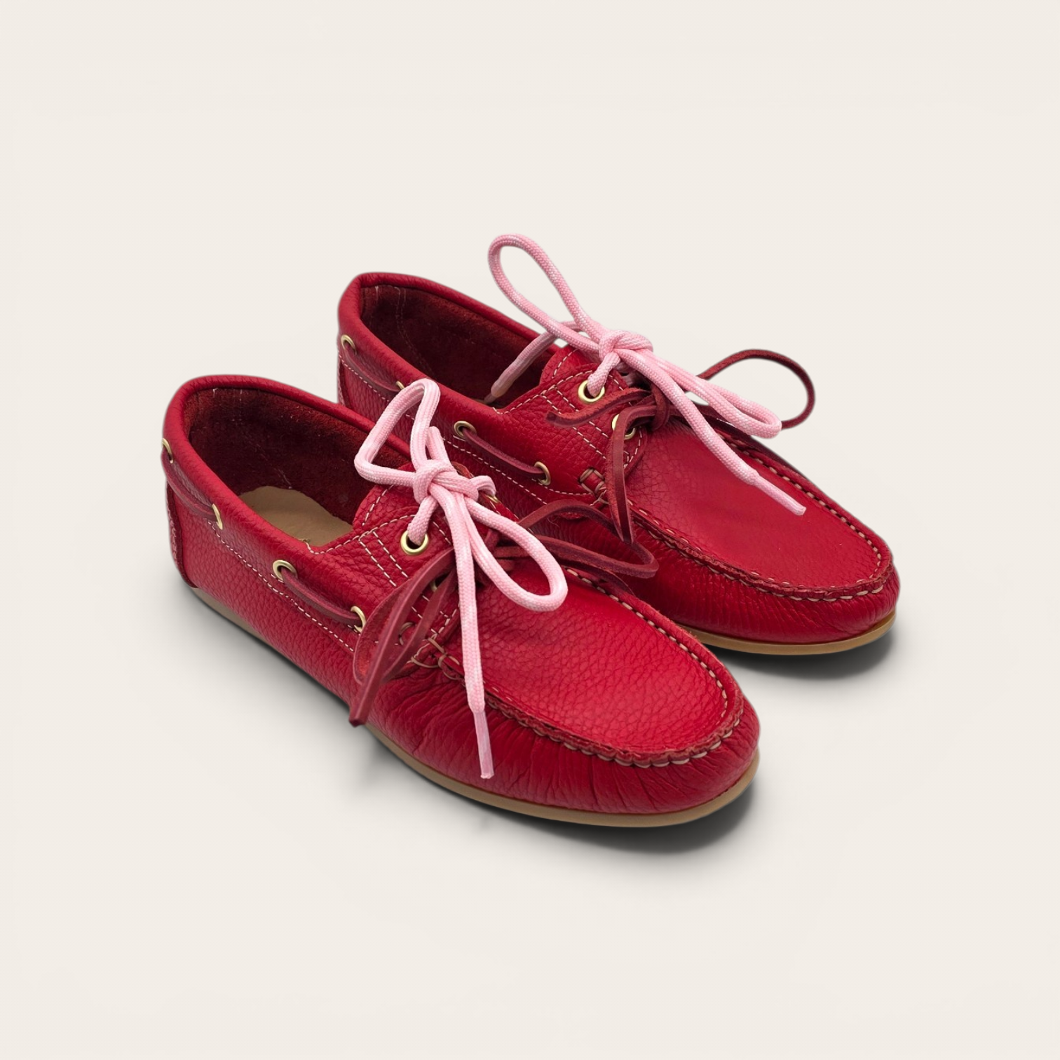 MOCASSINO DA DONNA IN VERA PELLE BOTTOLATA ROSSO