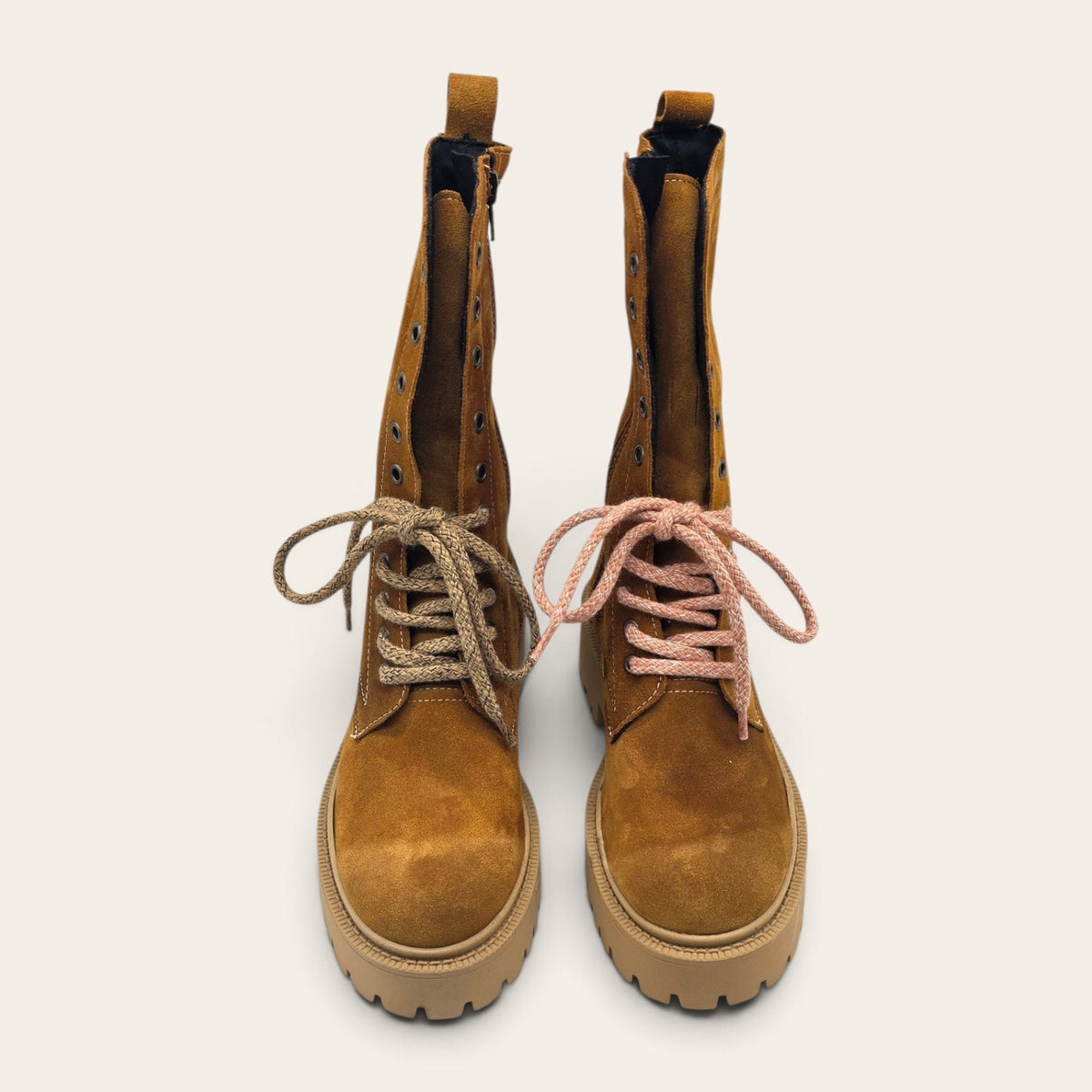 STIVALETTO PARTENOPE IN VERA PELLE CAMOSCIO CUOIO